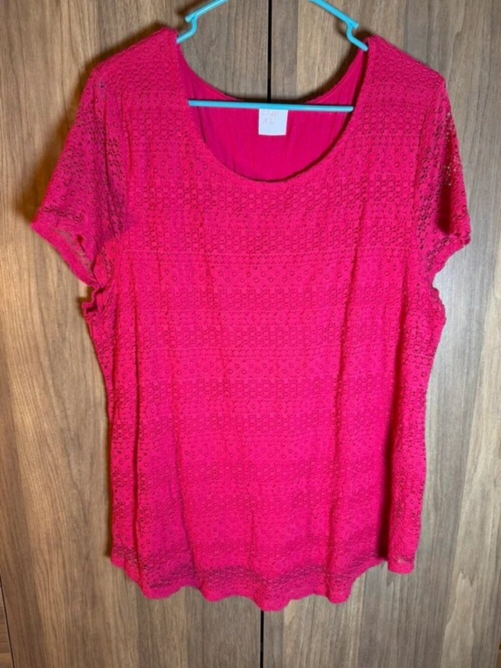Hot Pink Over Lay Scoop Neck Top